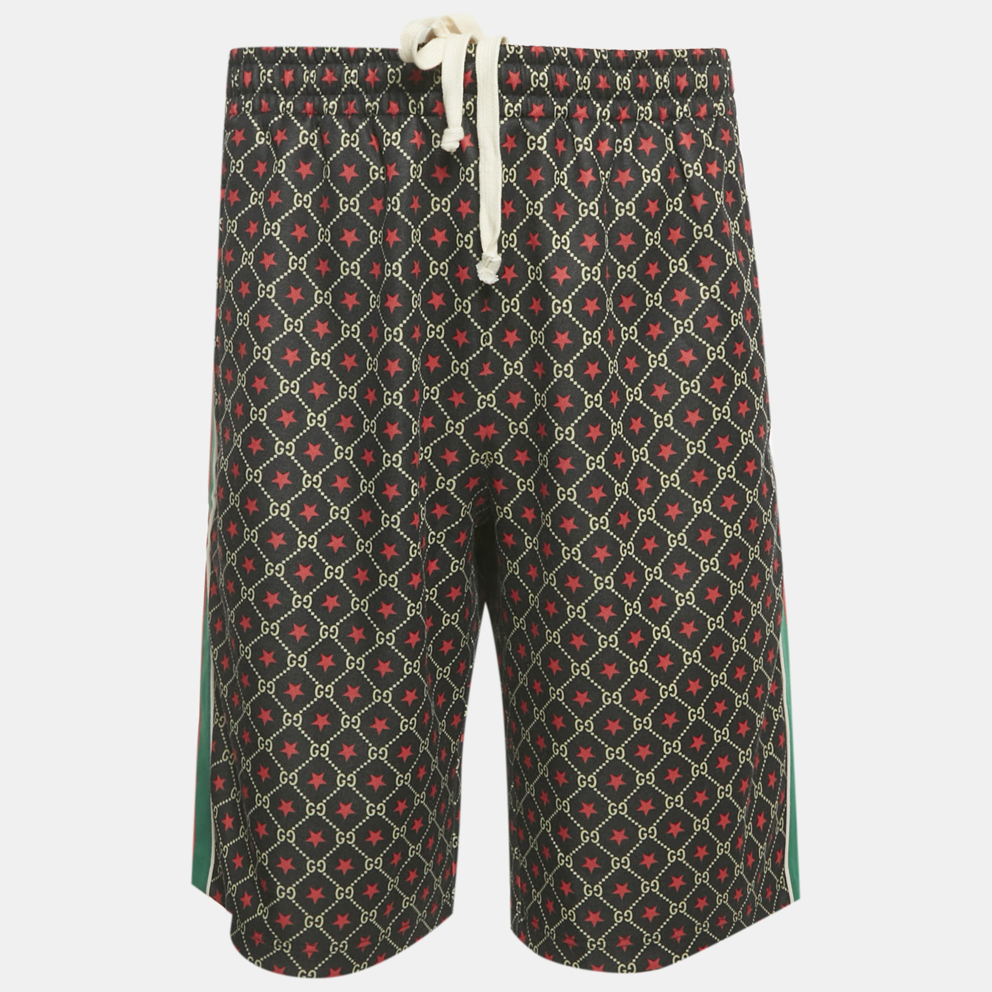 

Gucci Black GG and Star Print Cotton Web Trim Shorts XL