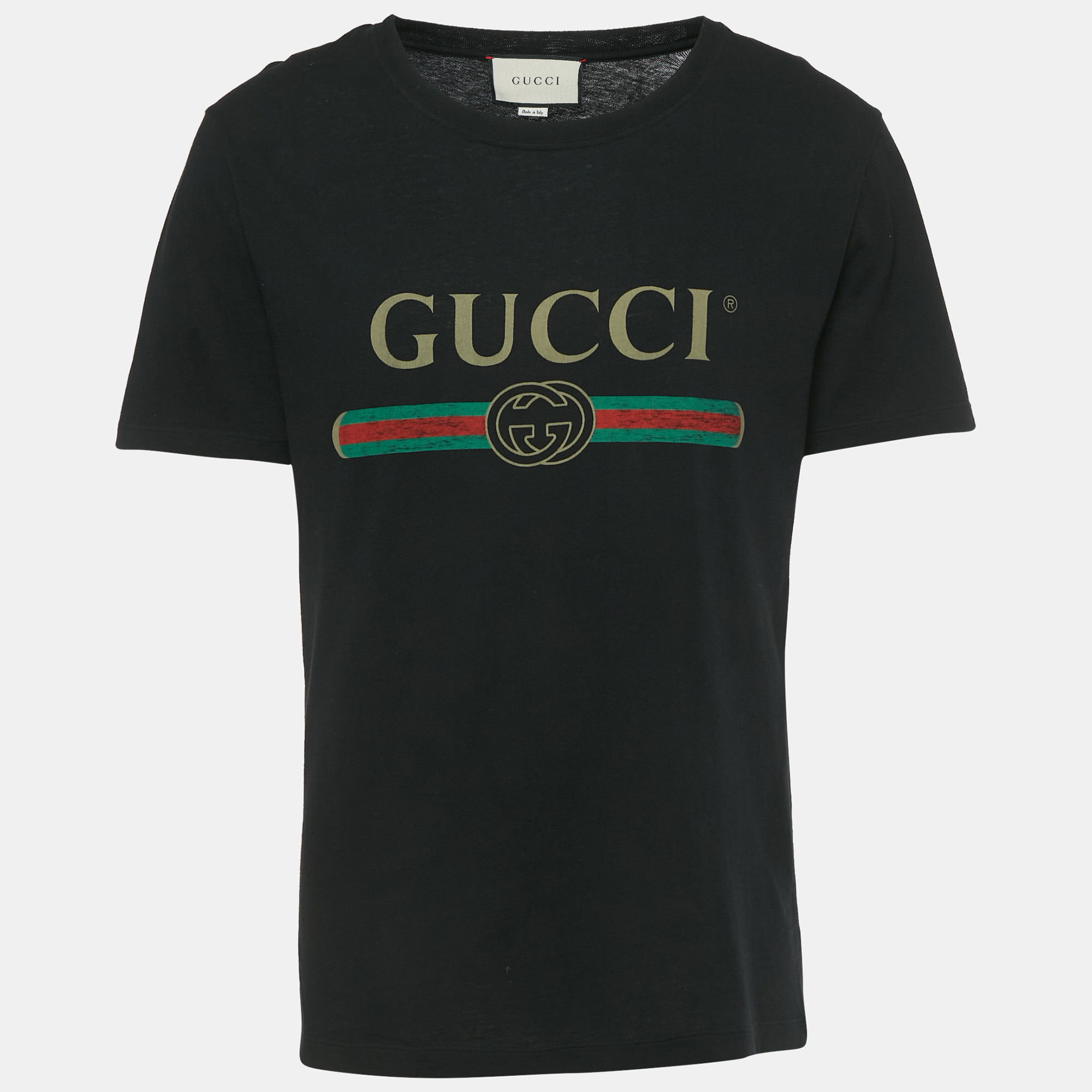 

Gucci Black Logo Print Cotton T-Shirt S
