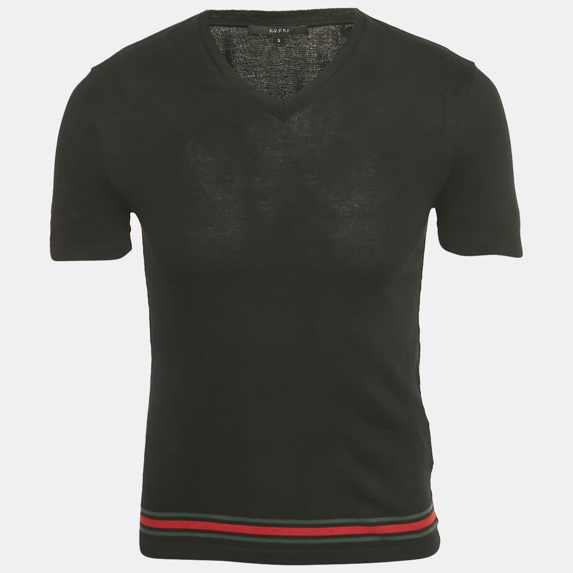 

Gucci Black Cotton Web Stripe Detail T-Shirt S