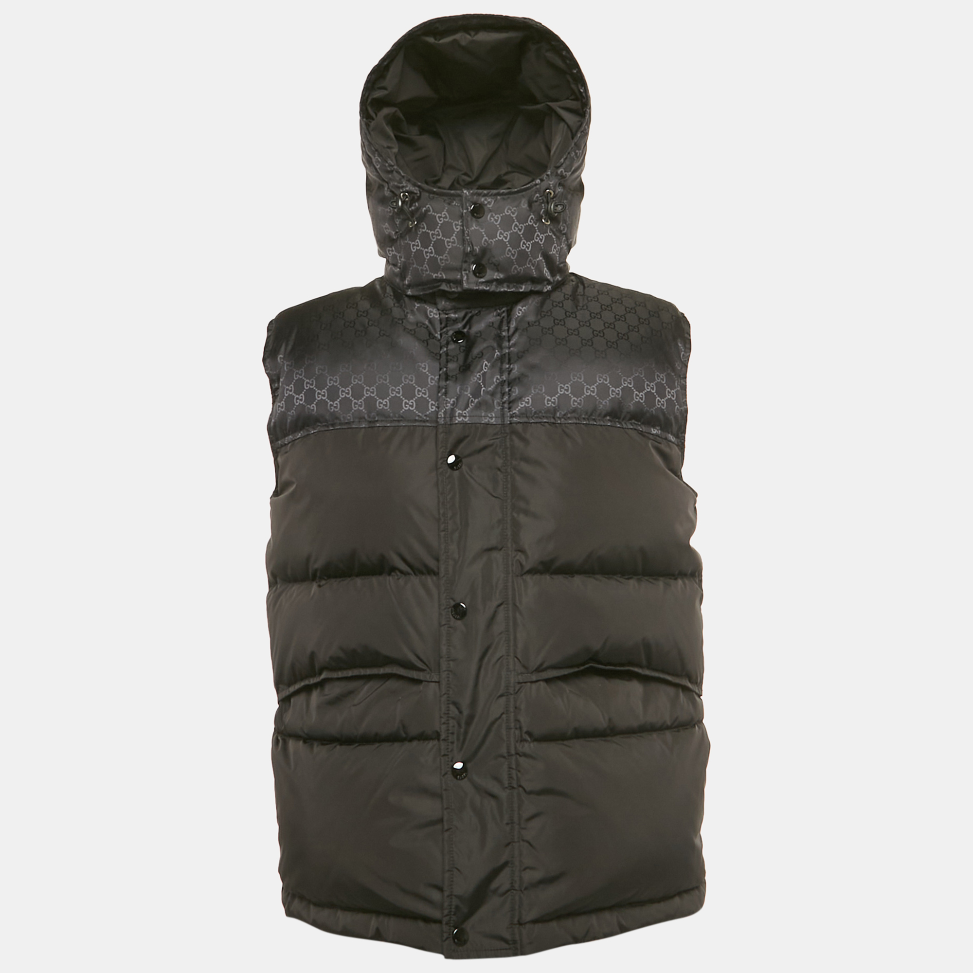 

Gucci Black GG Jacquard Nylon Down Vest M