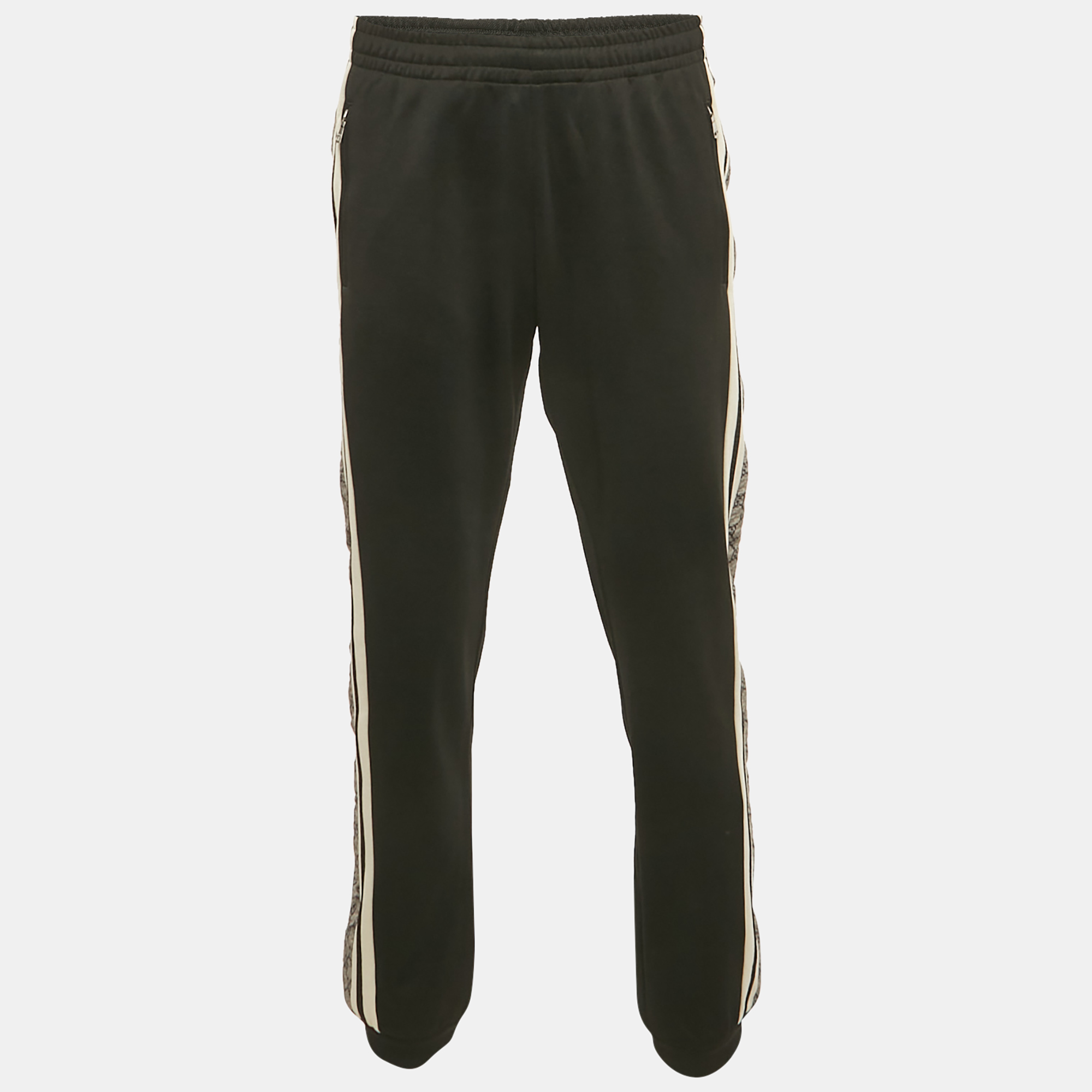 

Gucci Black GG Logo Side Ribbon Technical Jersey Joggers L