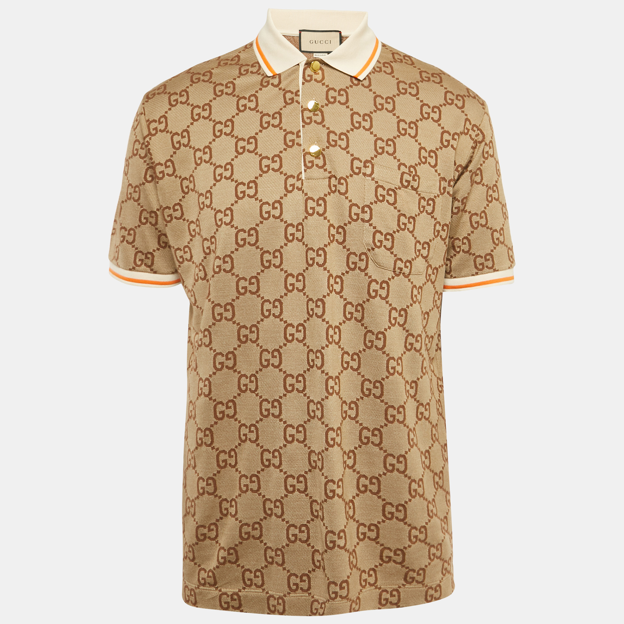 

Gucci Brown GG Jacquard Jersey Polo T-Shirt L