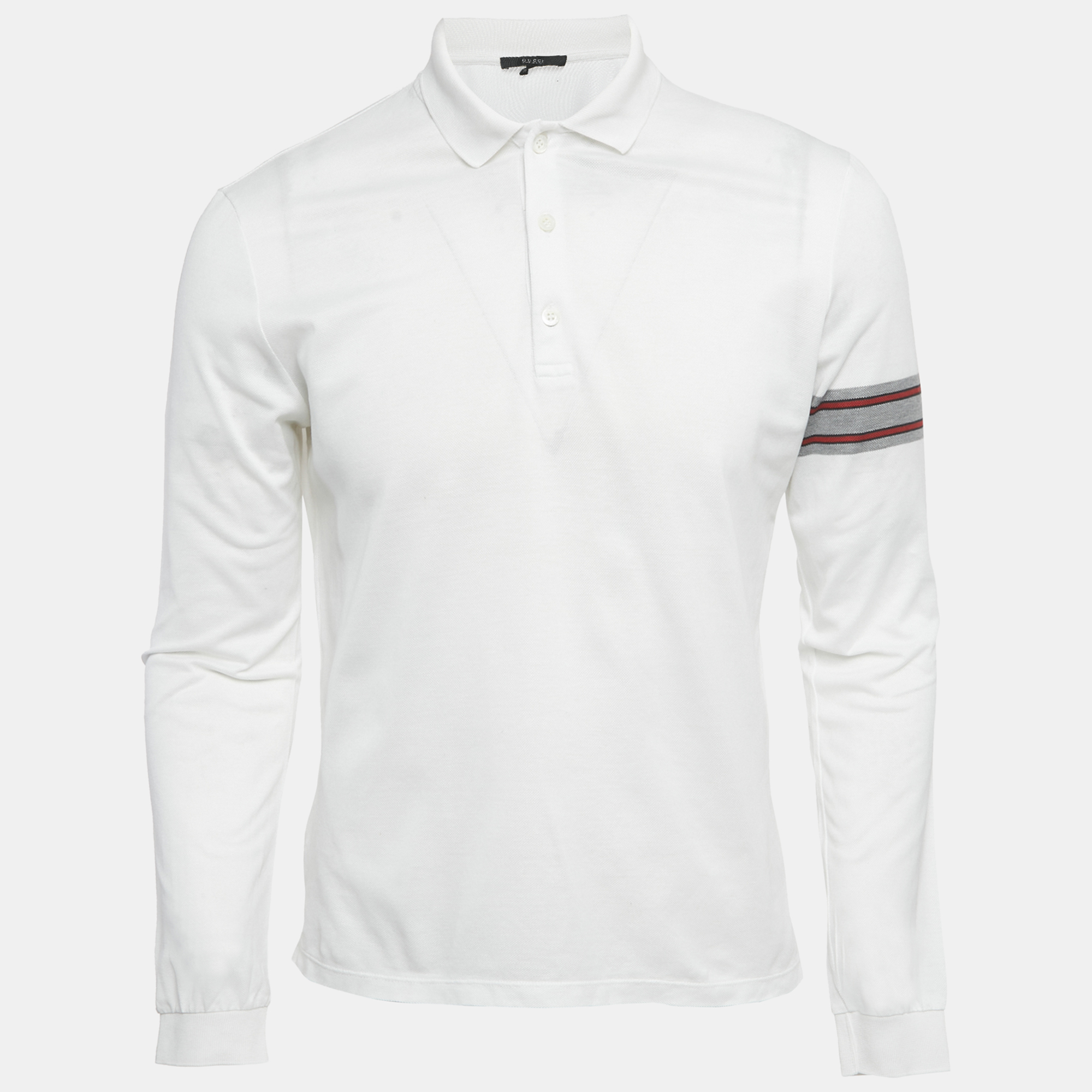 

Gucci White Pique Long Sleeve Polo T-Shirt M