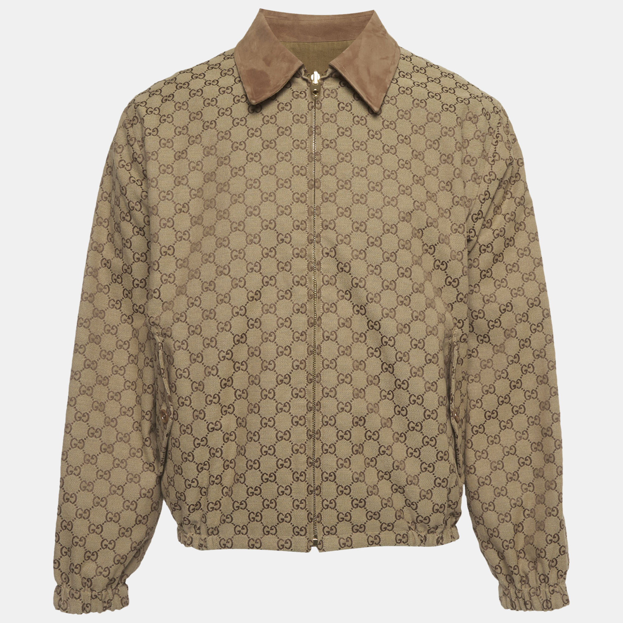 

Gucci Brown GG Jacquard Canvas and Cotton Reversible Jacket S