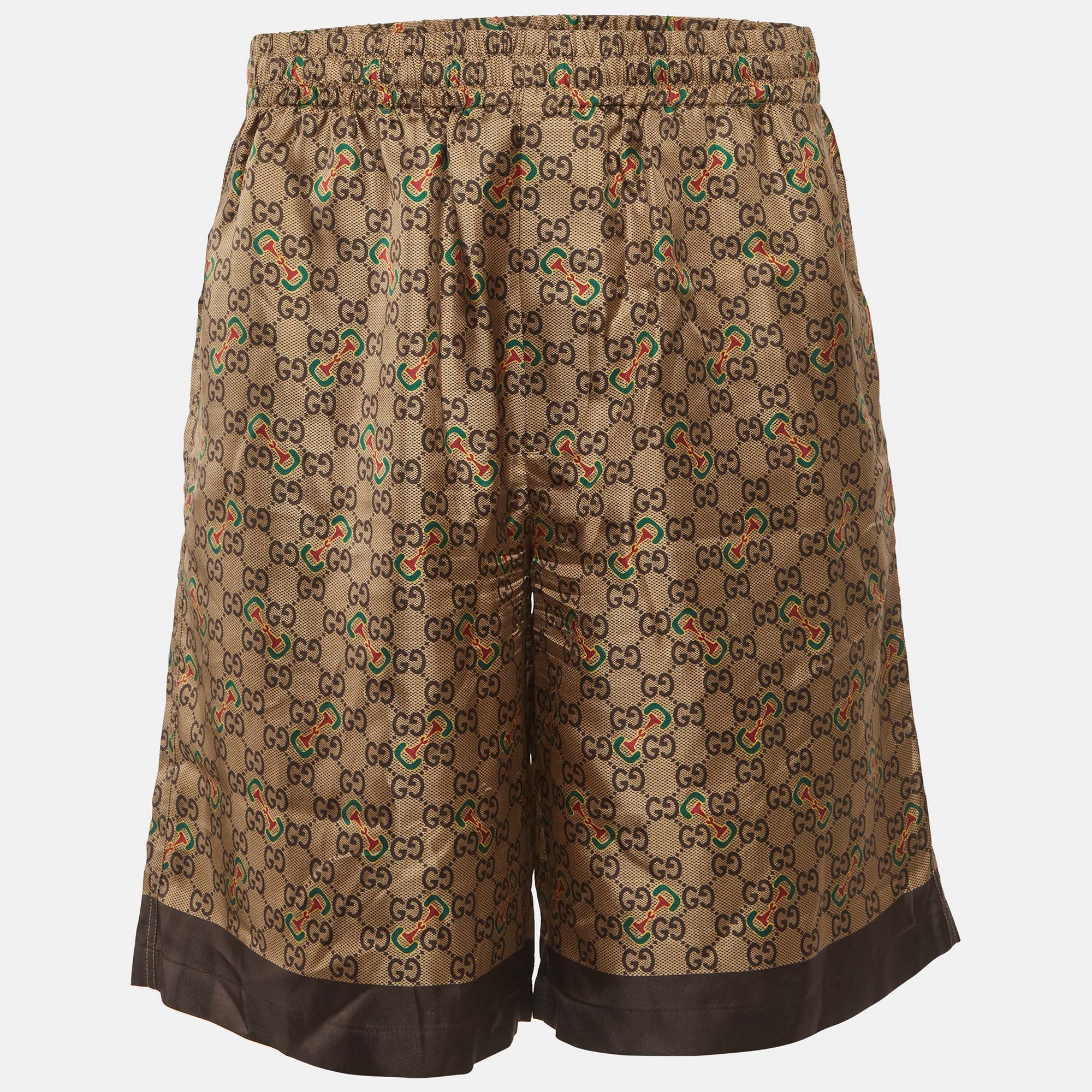 

Gucci Brown GG Print Silk Shorts L