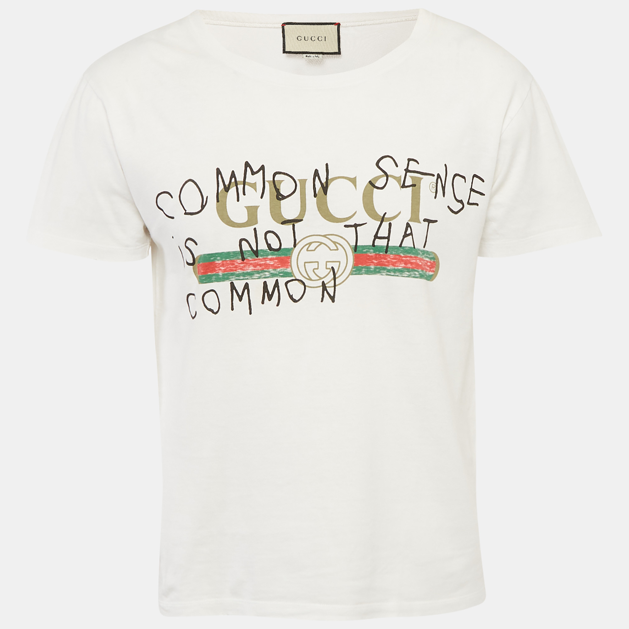 

Gucci White Coco Captain Logo Print Jersey Distressed T-Shirt XS