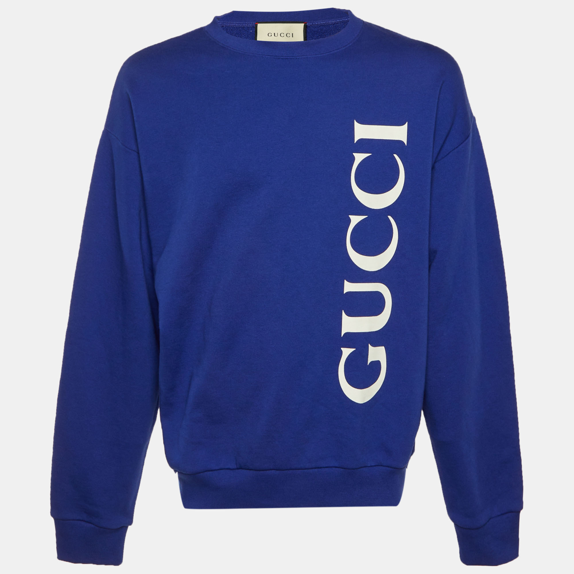 

Gucci Royal Blue Logo Print Cotton Crew Neck Sweatshirt XL