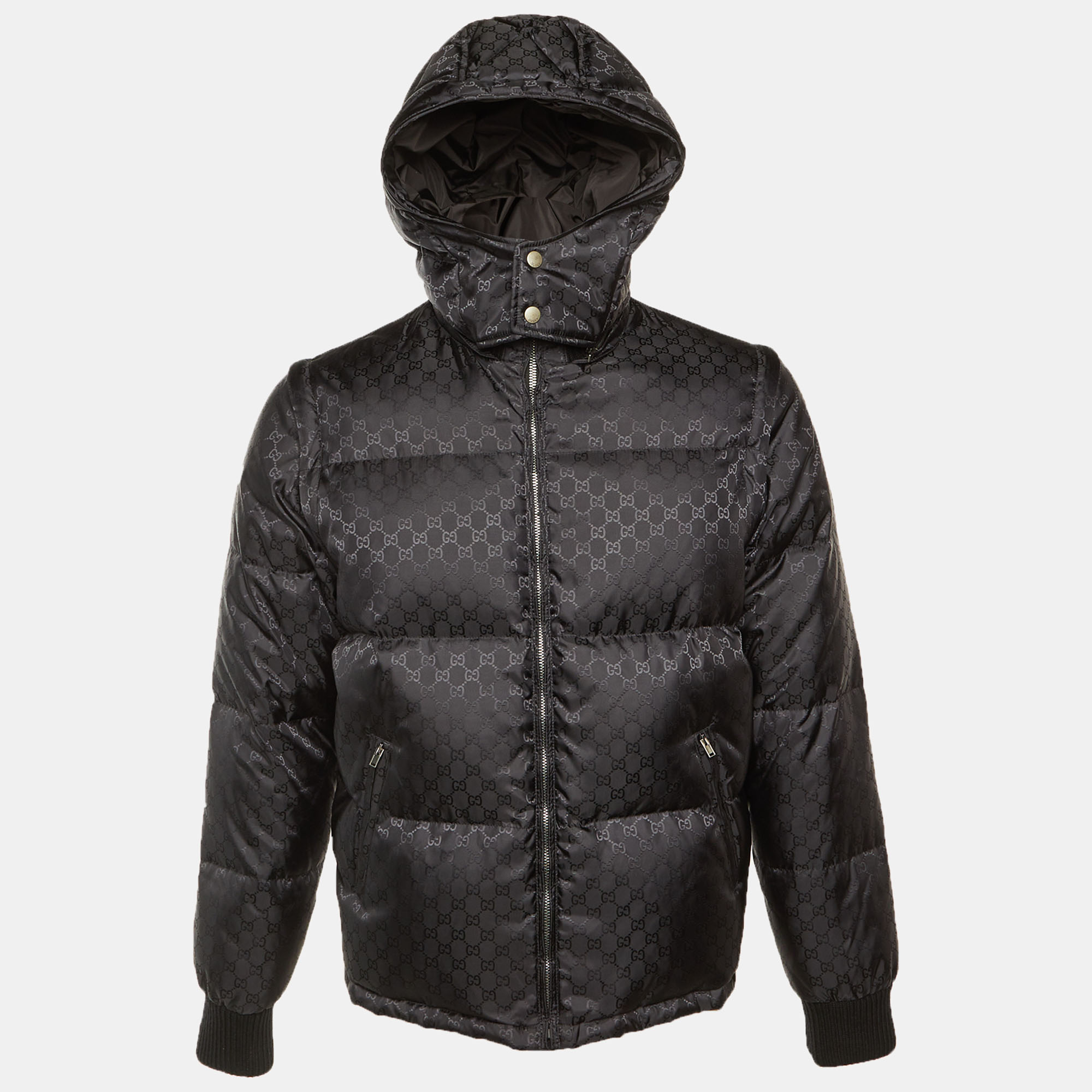 

Gucci Black Logo Monogram Synthetic Puffer jacket L