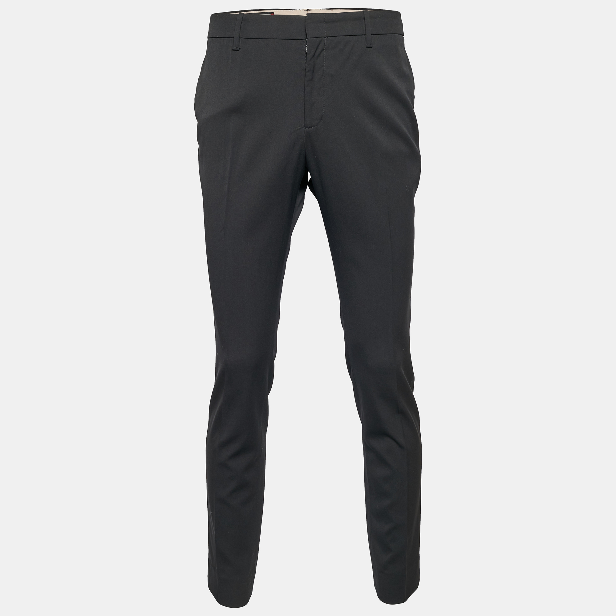 Pre-owned Gucci Black Wool Regular Fit Trousers M