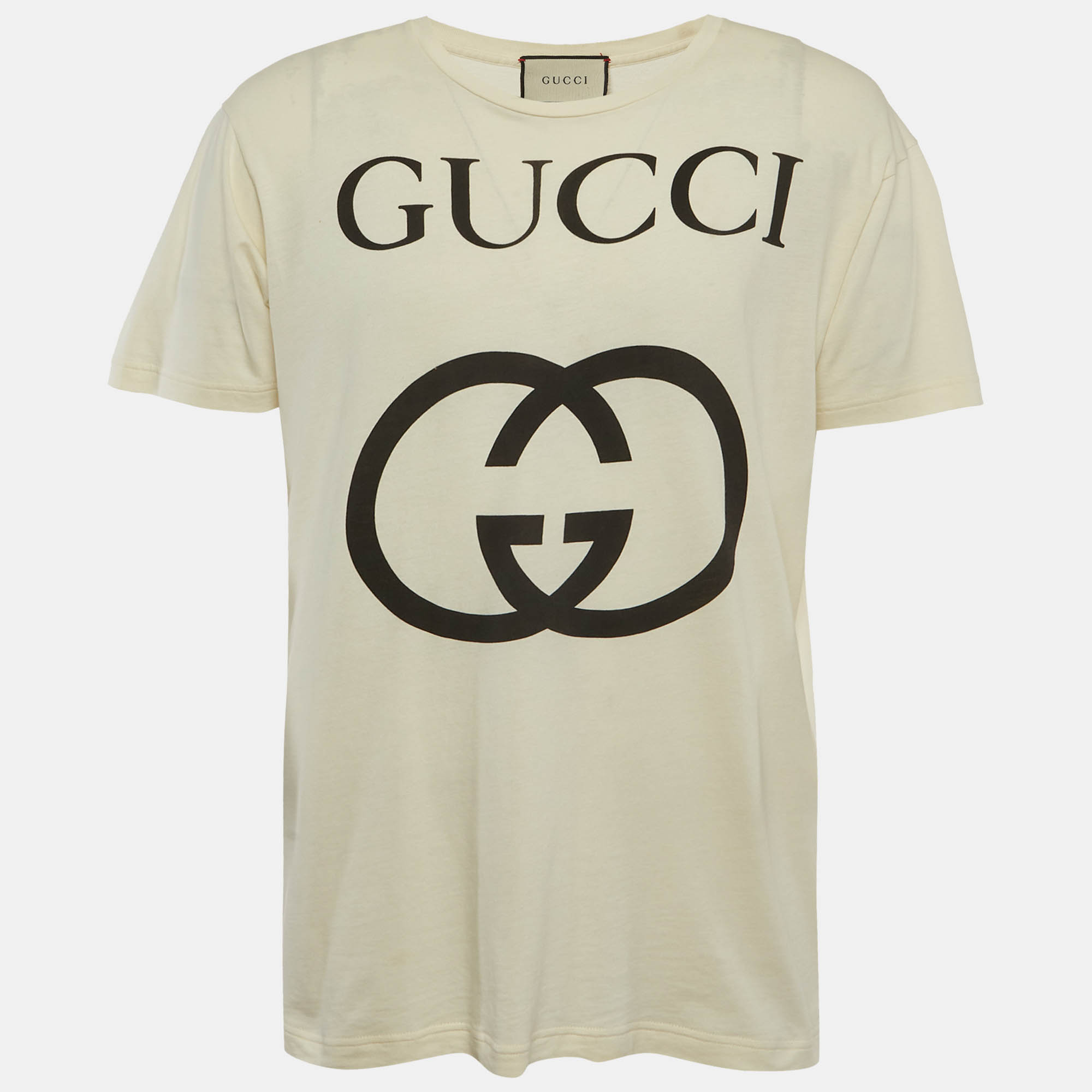 

Gucci Cream Interlocking G Print Cotton Knit Oversized Crewneck T-Shirt XXS