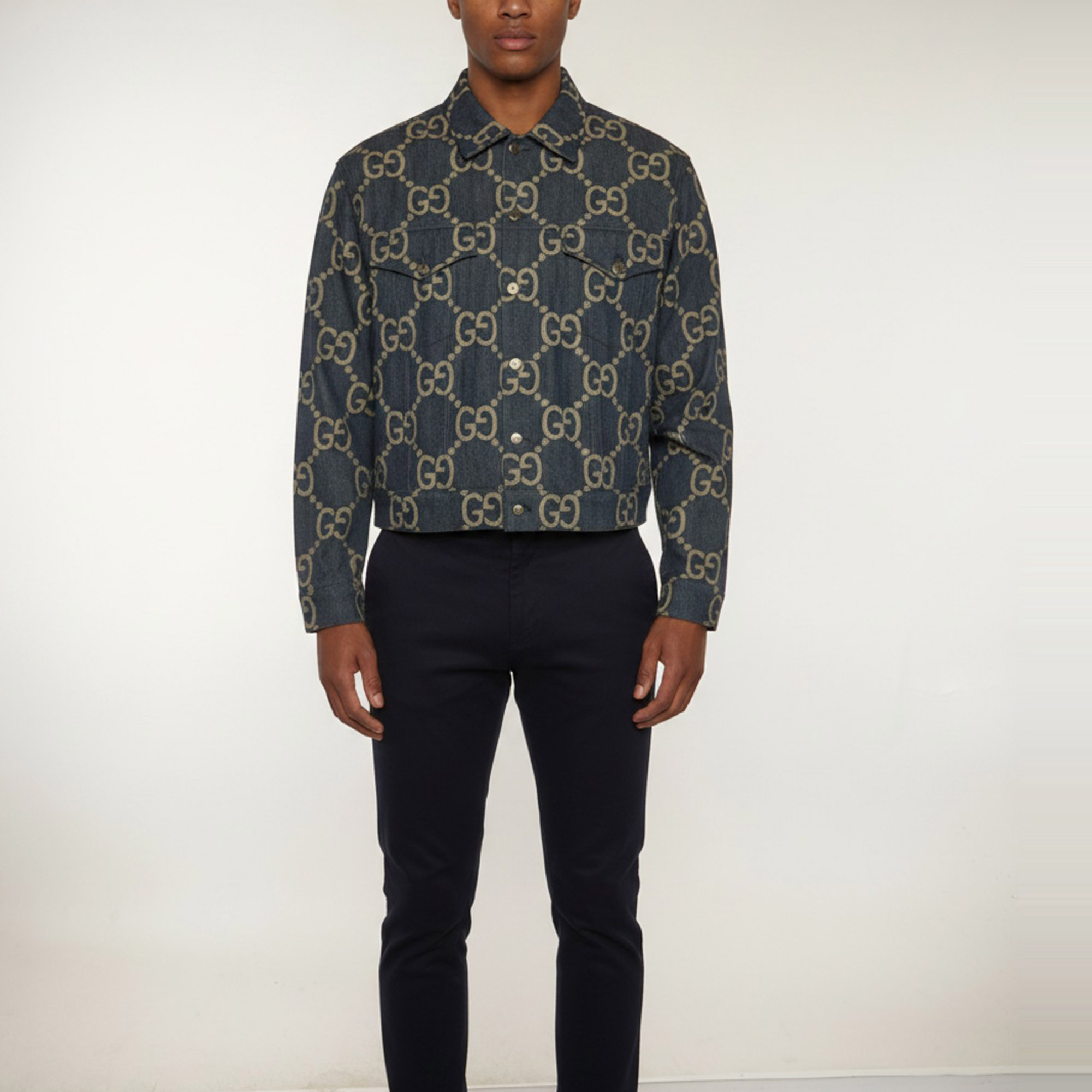 

Gucci Blue Jumbo GG Jacquard Denim Jacket L