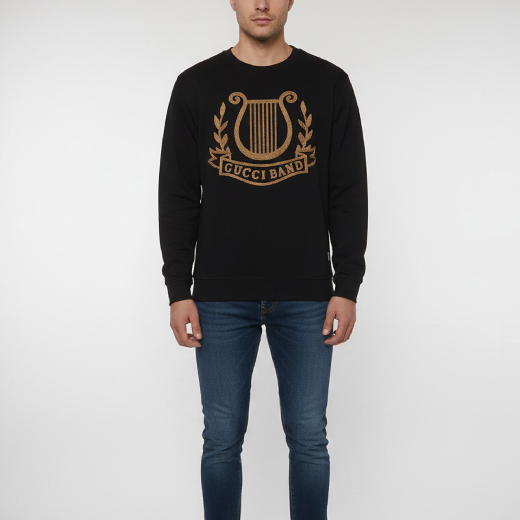 

Gucci Black/Gold Lyre Embroidered Jersey Sweatshirt S