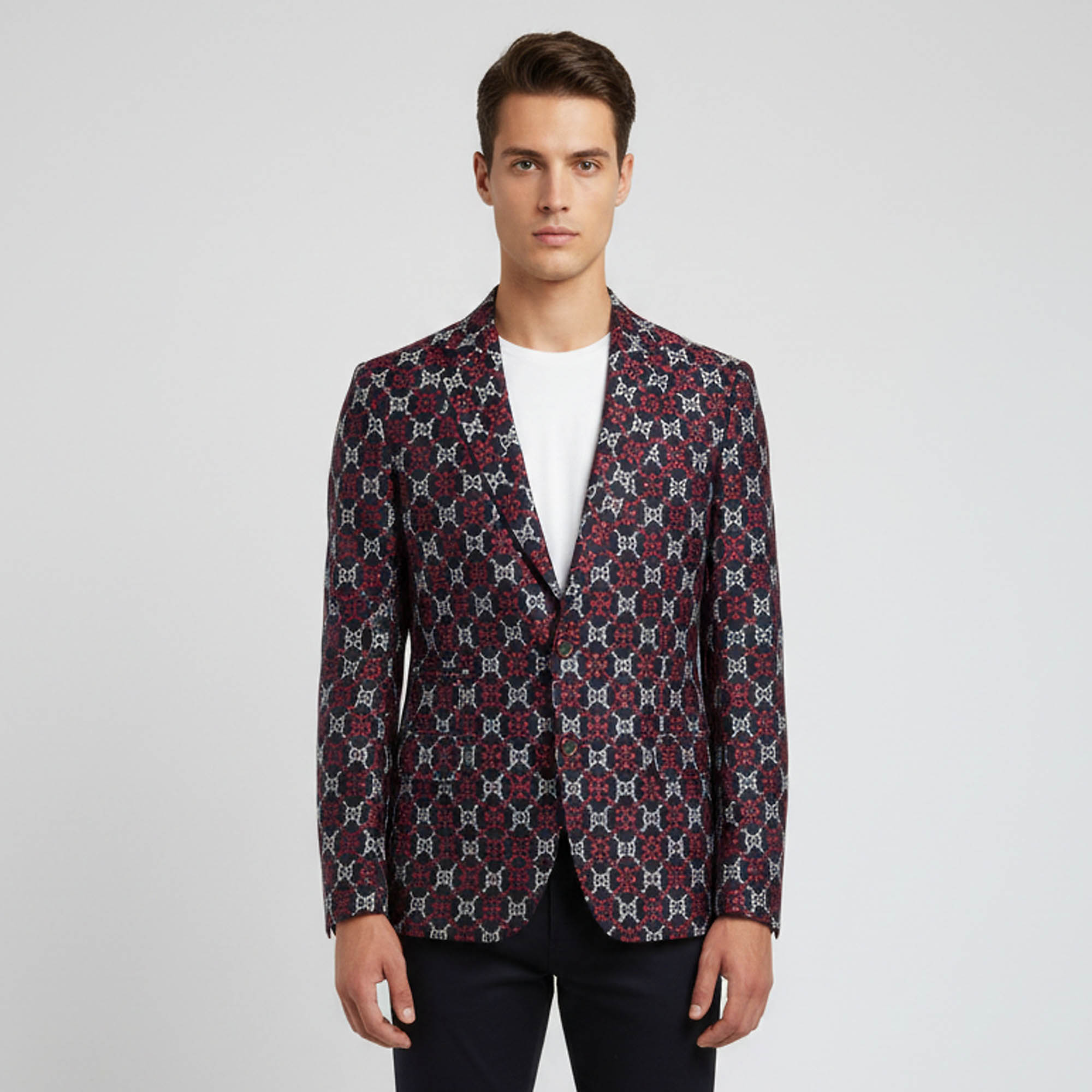 

Gucci Navy Blue GG Diamond Jacquard Cambridge Blazer M