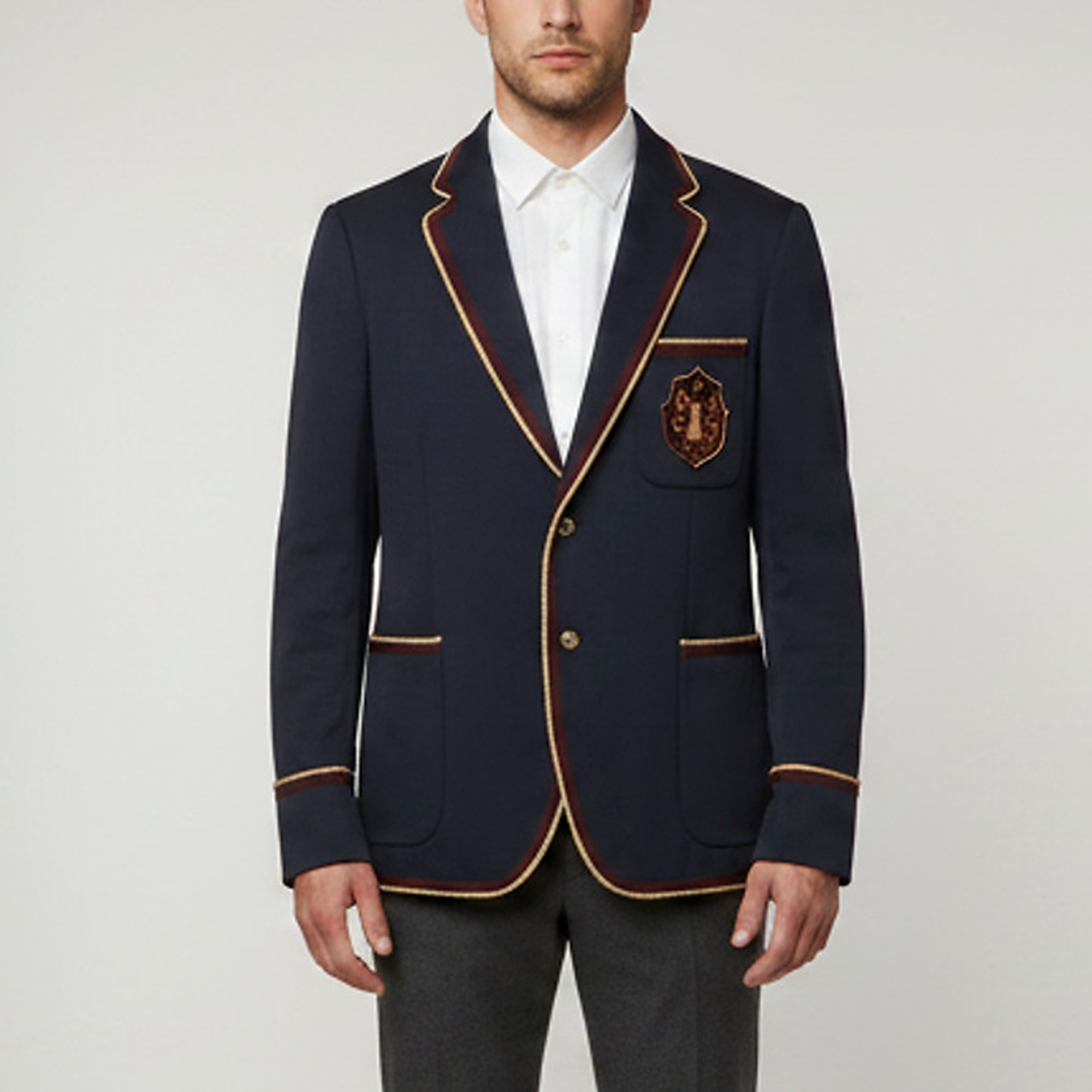 

Gucci Navy Blue Gabardine Long Sleeve Blazer XL