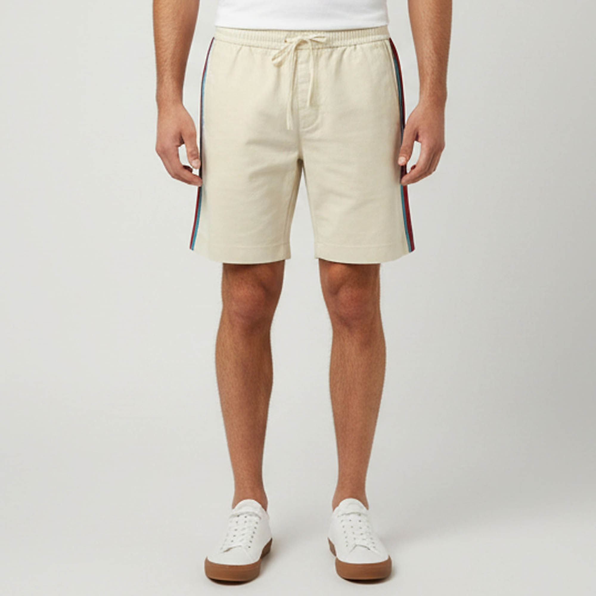 Pre-owned Gucci Beige Cotton And Satin Side Stripe Shorts S In Sand