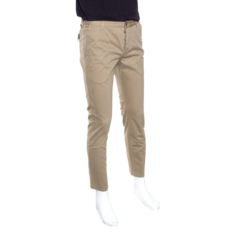

Gucci Sand Stretch Cotton Short Tapered Chino Trousers, Beige