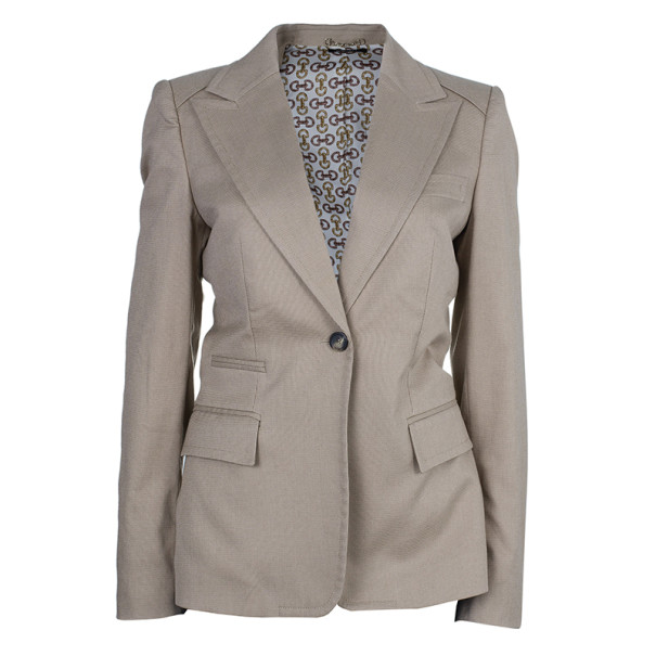 Pre Owned Gucci Beige Cotton Blazer L