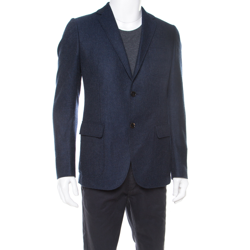 

Gucci Nautical Blue Cashmere Patch Pocket Detail Tailored Blazer