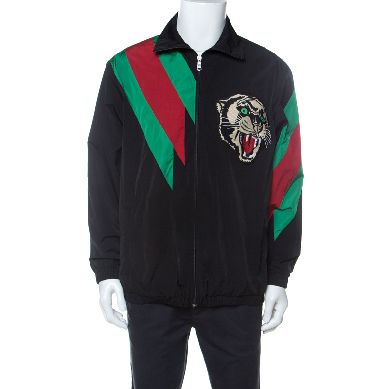 Correspondent Carry Fantasie Gucci Black Web Stripe Tiger Embroidered Sports Jacket M Gucci | TLC