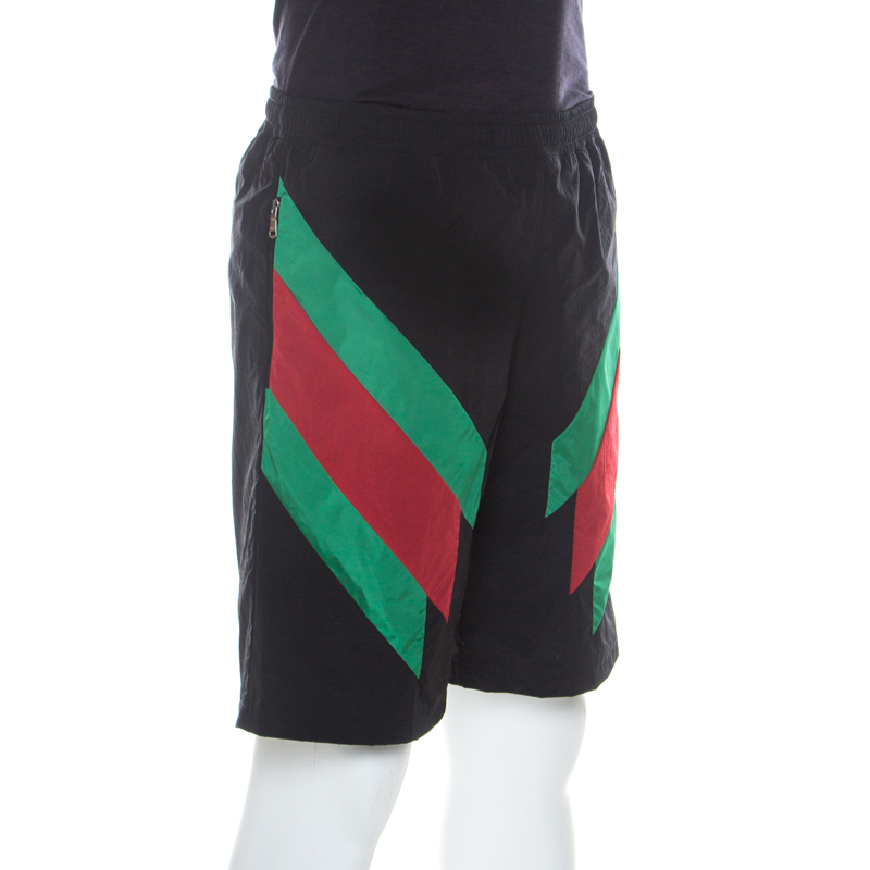

Gucci Black Synthetic Tech Web Stripe Drawstring Shorts
