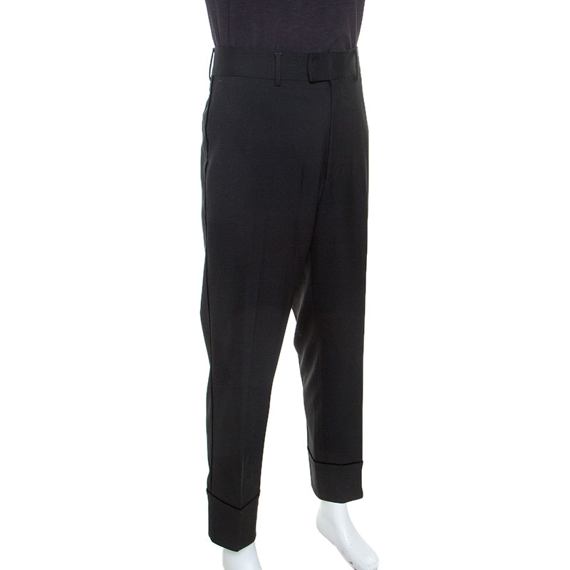 

Gucci Black Wool Blend Velvet Trim Trousers