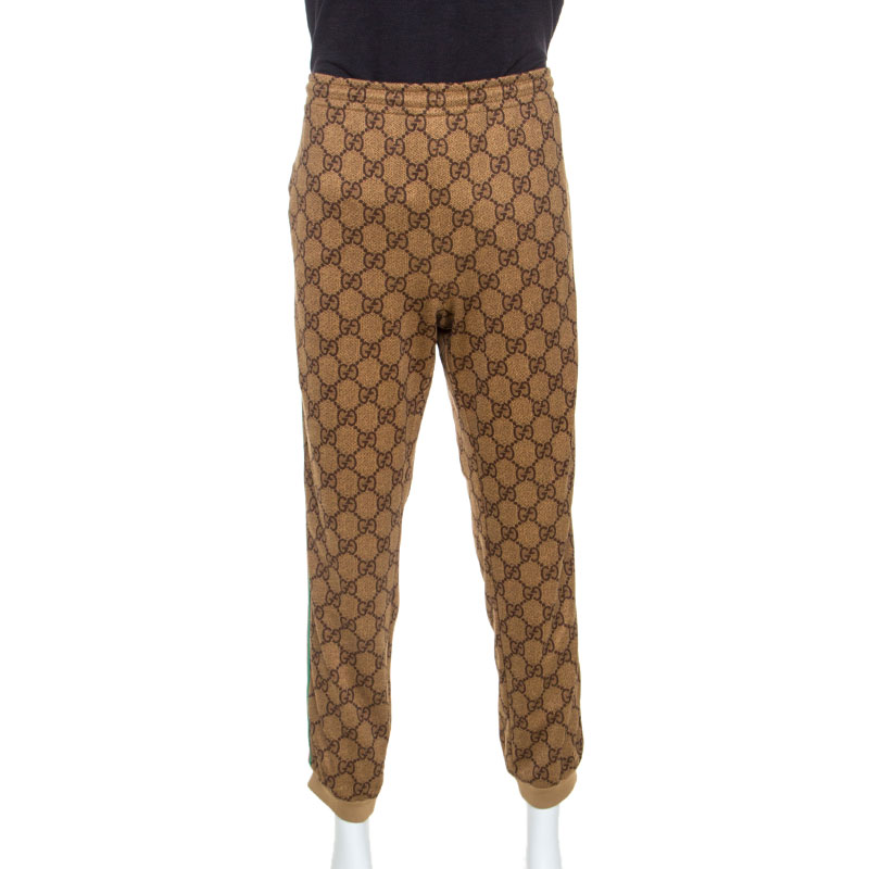 Gucci Brown GG Printed Technical Jersey Track Pants L