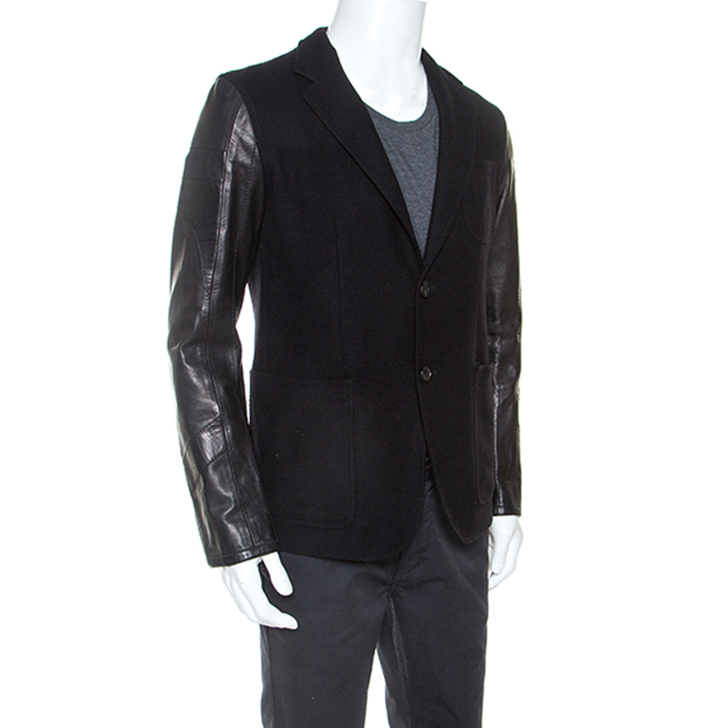 

Gucci Black Wool and Leather Blazer
