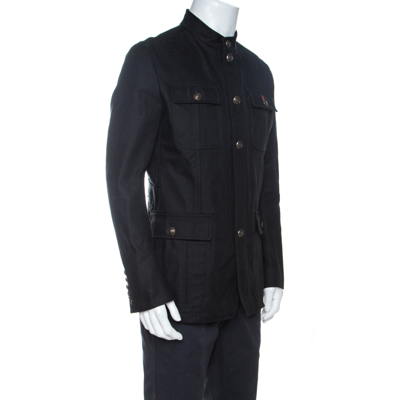 

Gucci Black Cotton Twill Button Front Coat