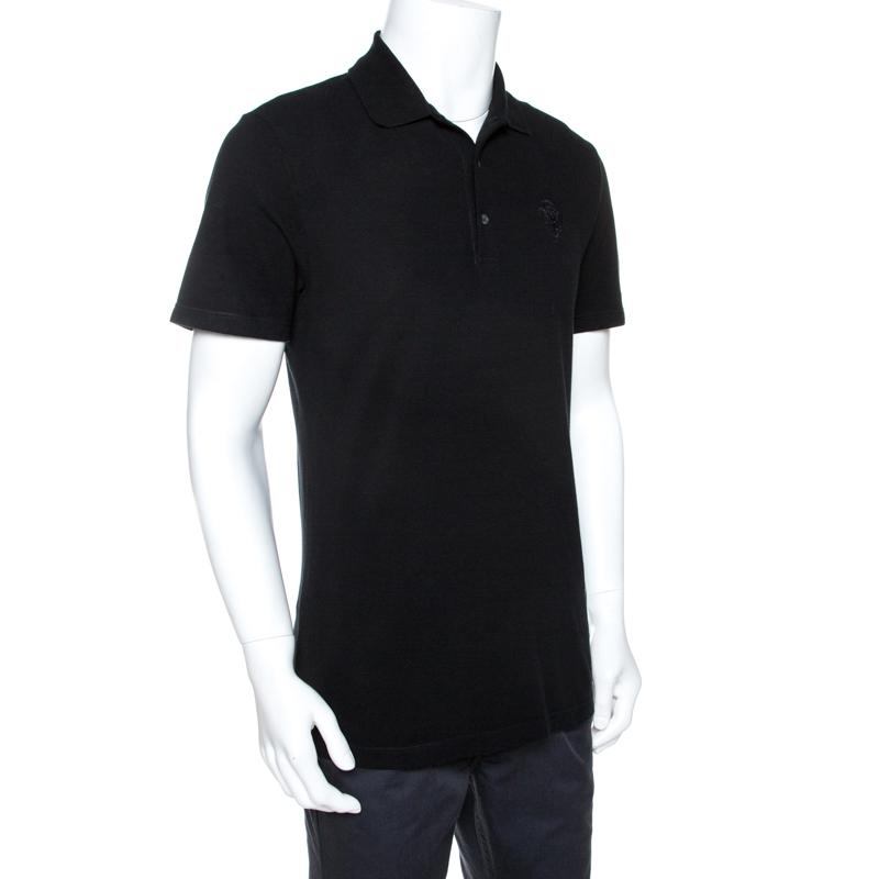 

Gucci Black Logo Embroidered Cotton Pique Polo T-Shirt