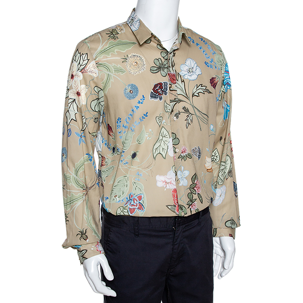 

Gucci Beige Cotton Floral Print Duke Shirt