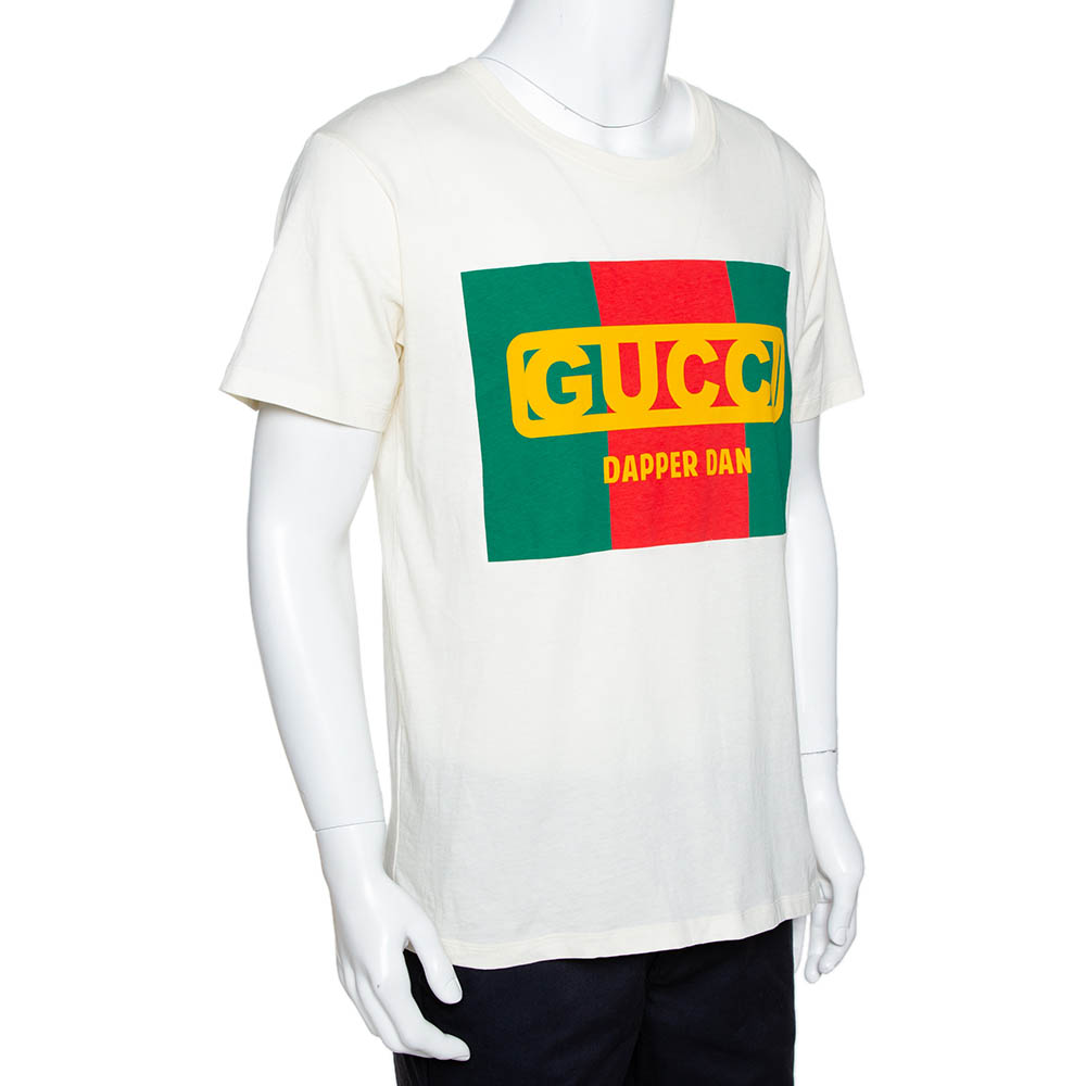 

Gucci Cream Cotton Dapper Dan Round Neck T Shirt