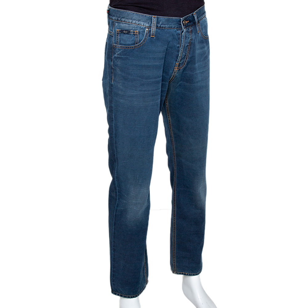 

Gucci Blue Light Washed Denim Straight Leg Jeans