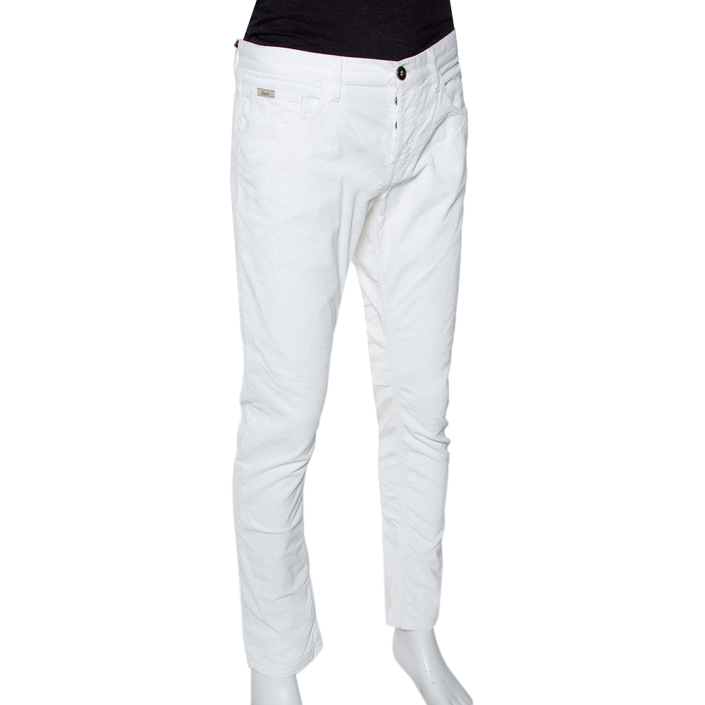 

Gucci White Cotton Corduroy Tapered Trousers