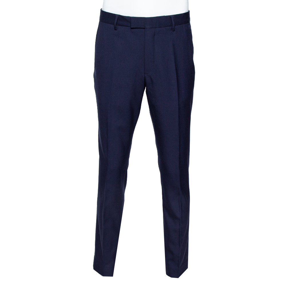 navy fitted trousers