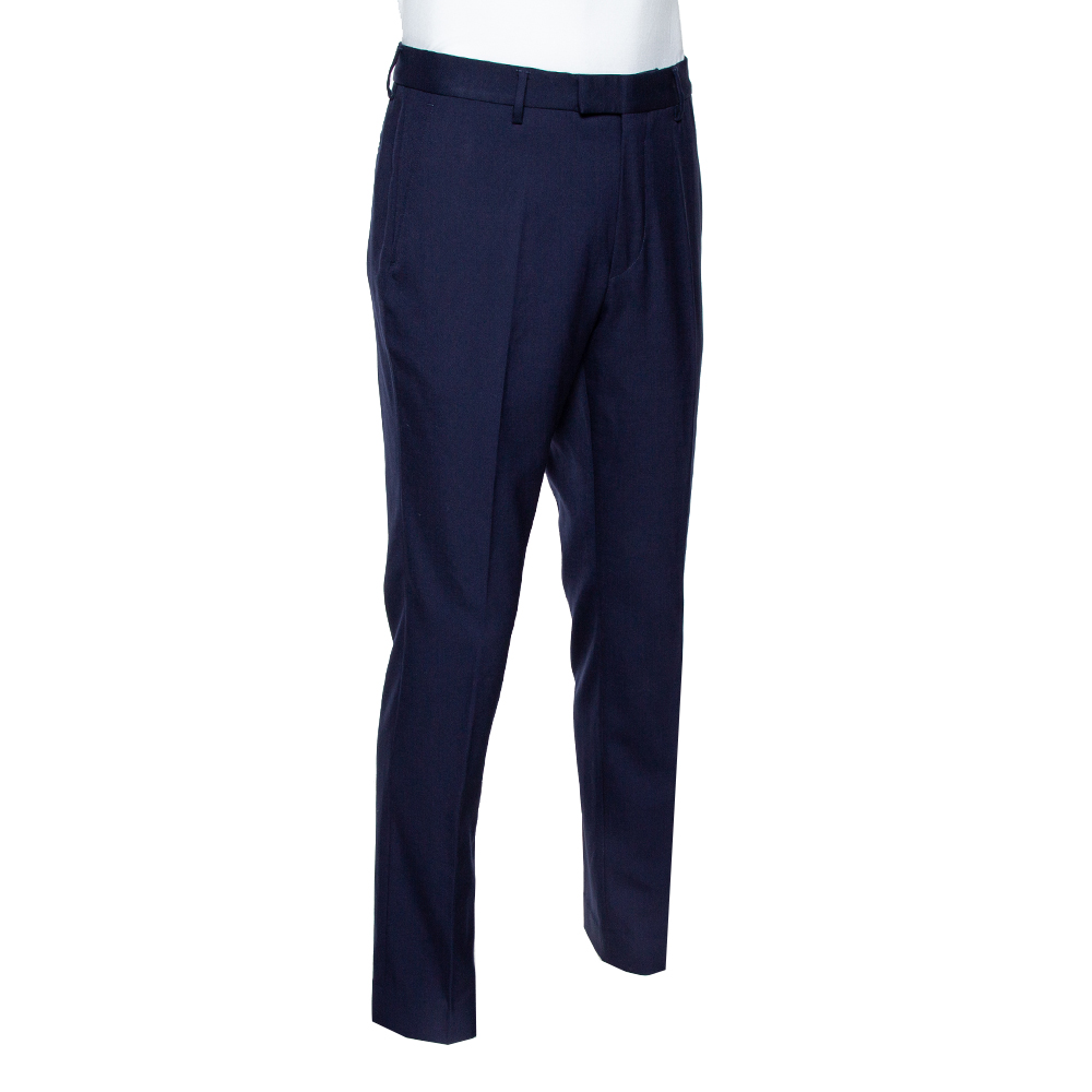 

Gucci Navy Blue Wool Blend 70s Tailored Trousers