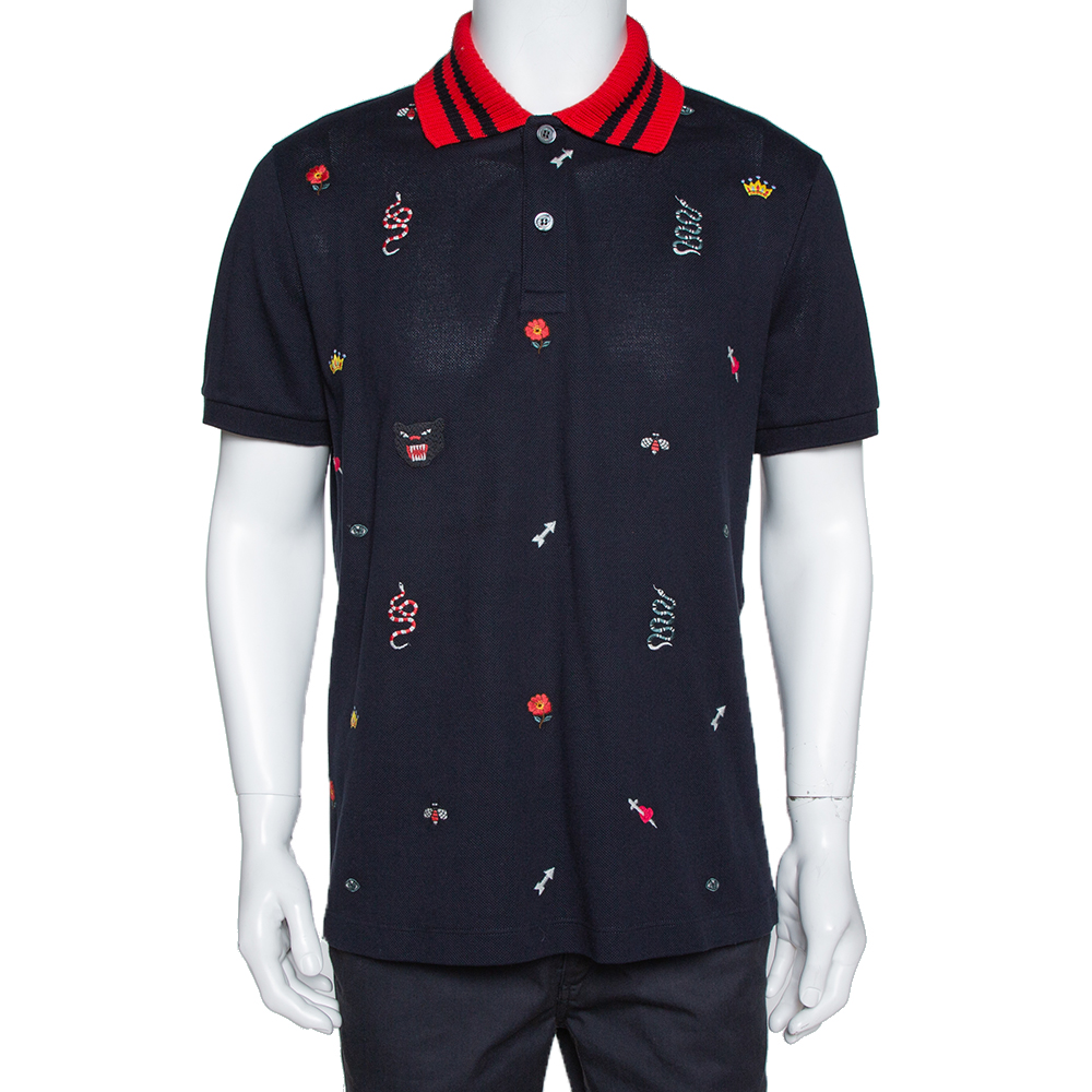 gucci cotton polo with embroideries