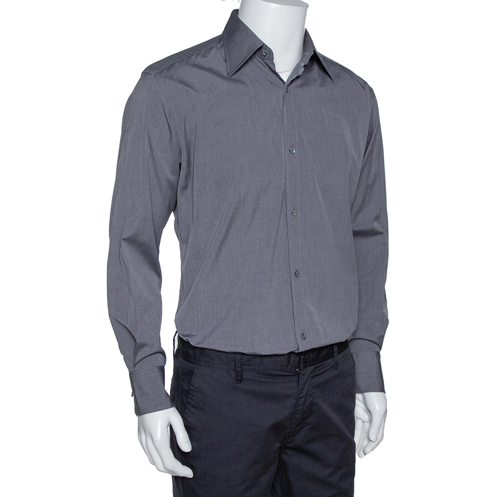 

Gucci Dark Grey Cotton Button Front Shirt