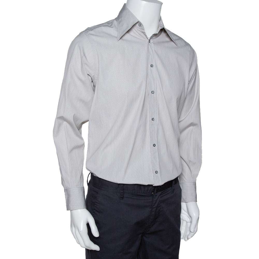 

Gucci Brown Striped Cotton Button Front Shirt