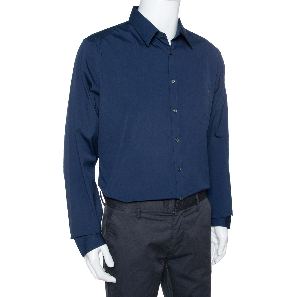 

Gucci Navy Blue Stretch Cotton Skinny Fit Shirt