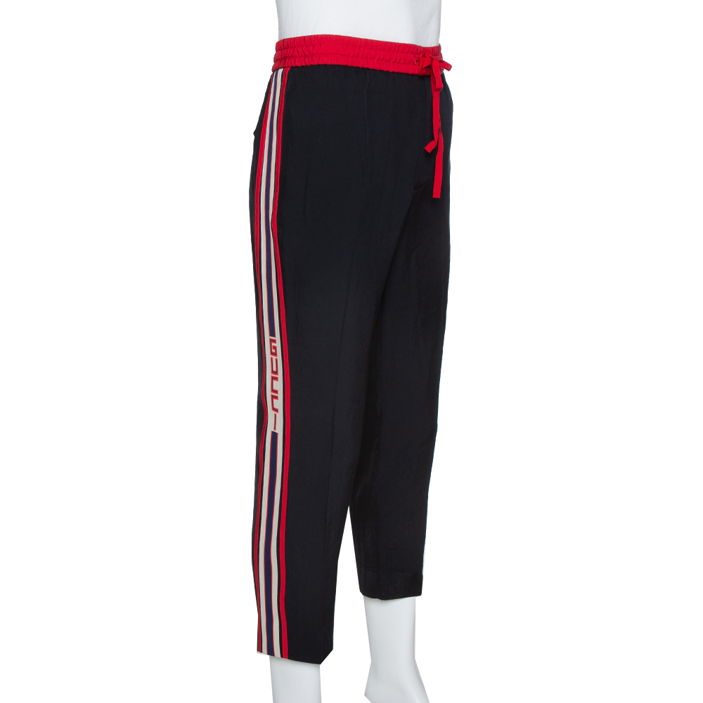 

Gucci Black Synthetic Side Logo Trim Jogger Pants