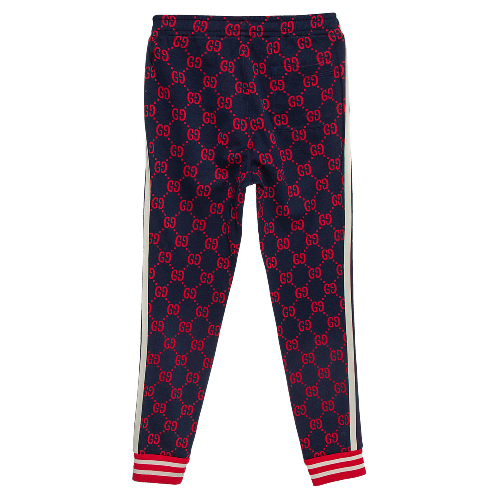 

Gucci Navy Blue Knit GG Jacquard Fitted Joggers