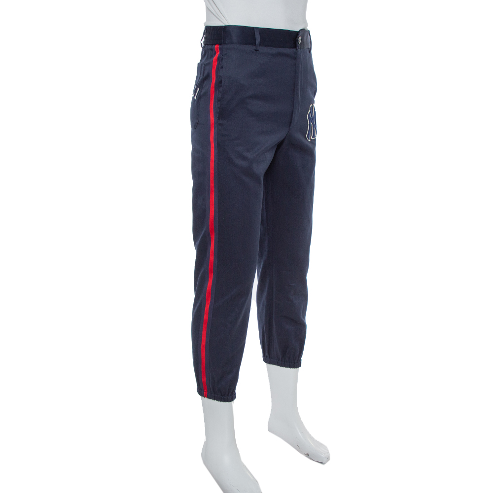 

Gucci Navy Blue Cotton NY Yankees Patch Detail Track Pants