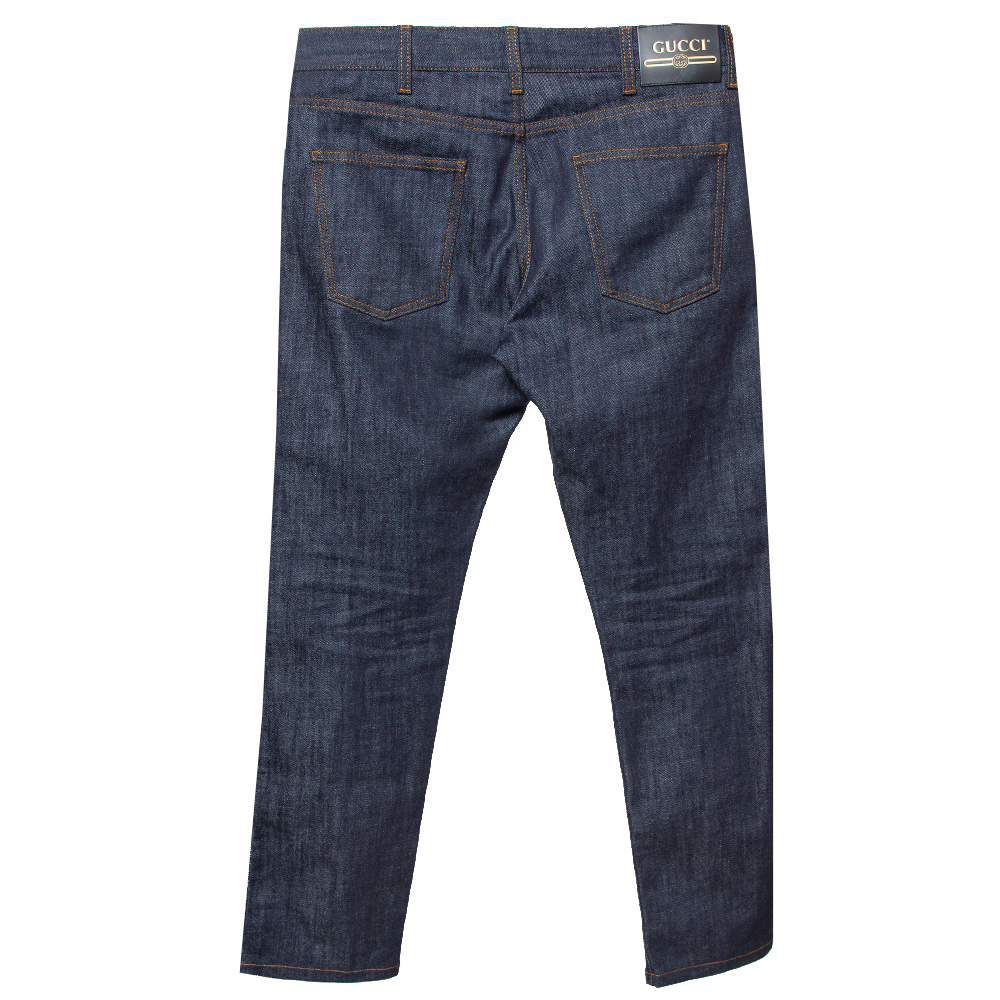 

Gucci Navy Blue Denim Tapered Washed Jeans