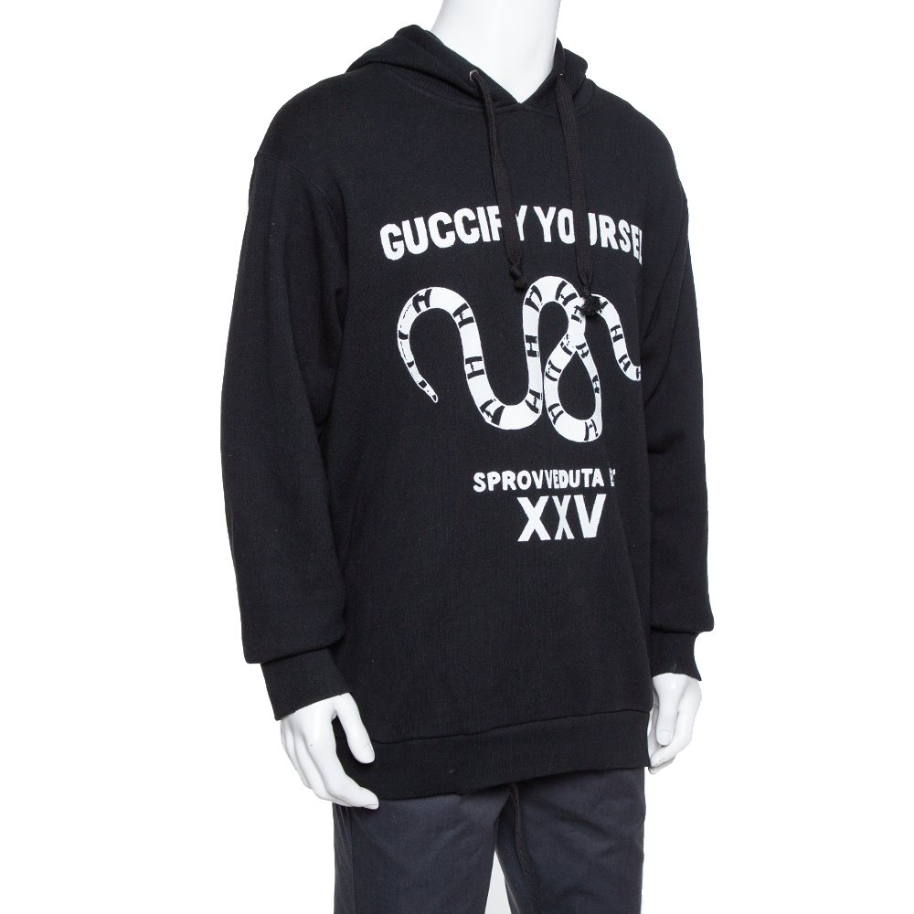 

Gucci Black Cotton Guccify Yourself Printed Hoodie