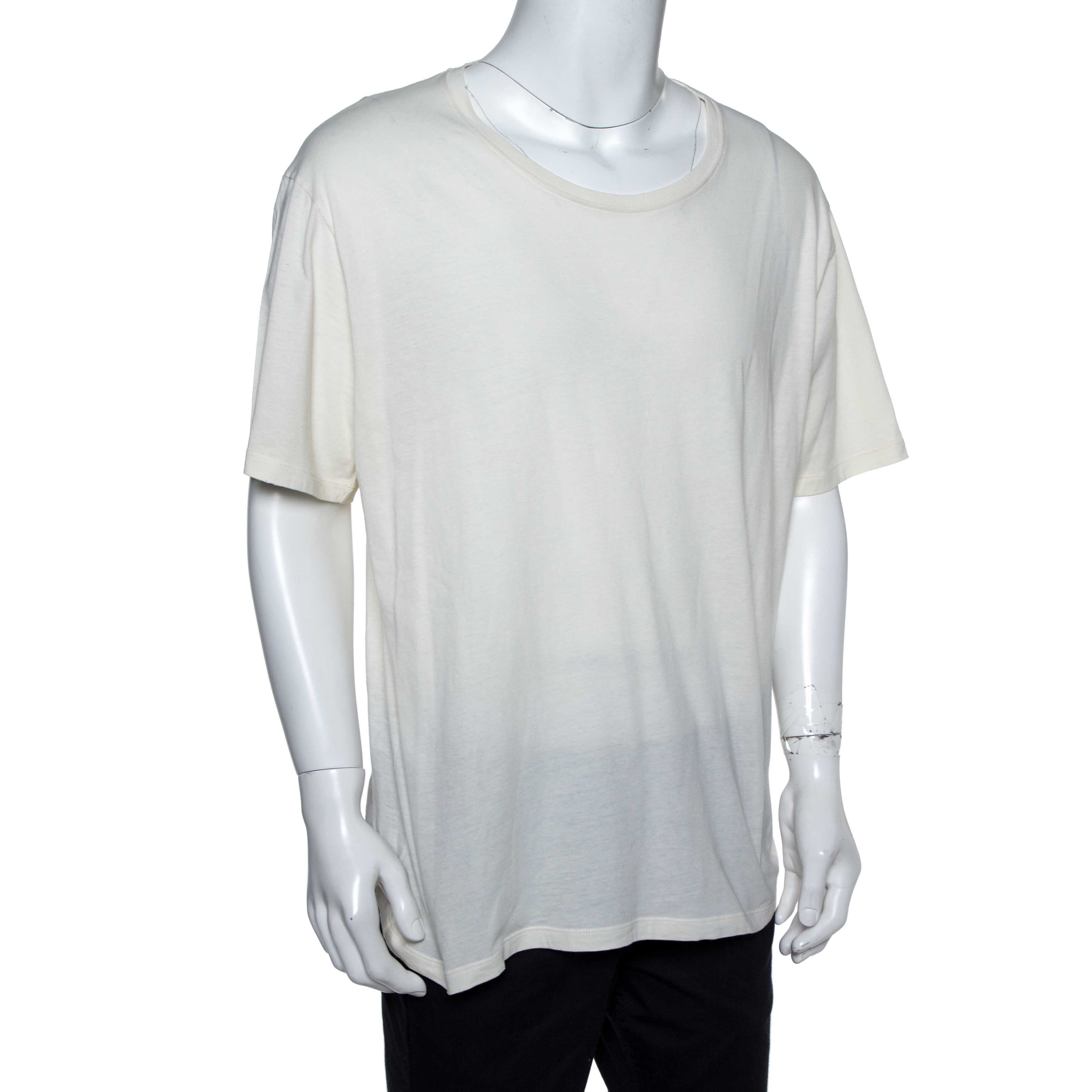 

Gucci Cream Cotton Stamp Print Round Neck T-Shirt 3XL