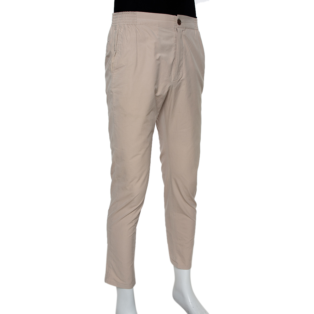 

Gucci Beige Cotton Elastic Waist Detail Pants