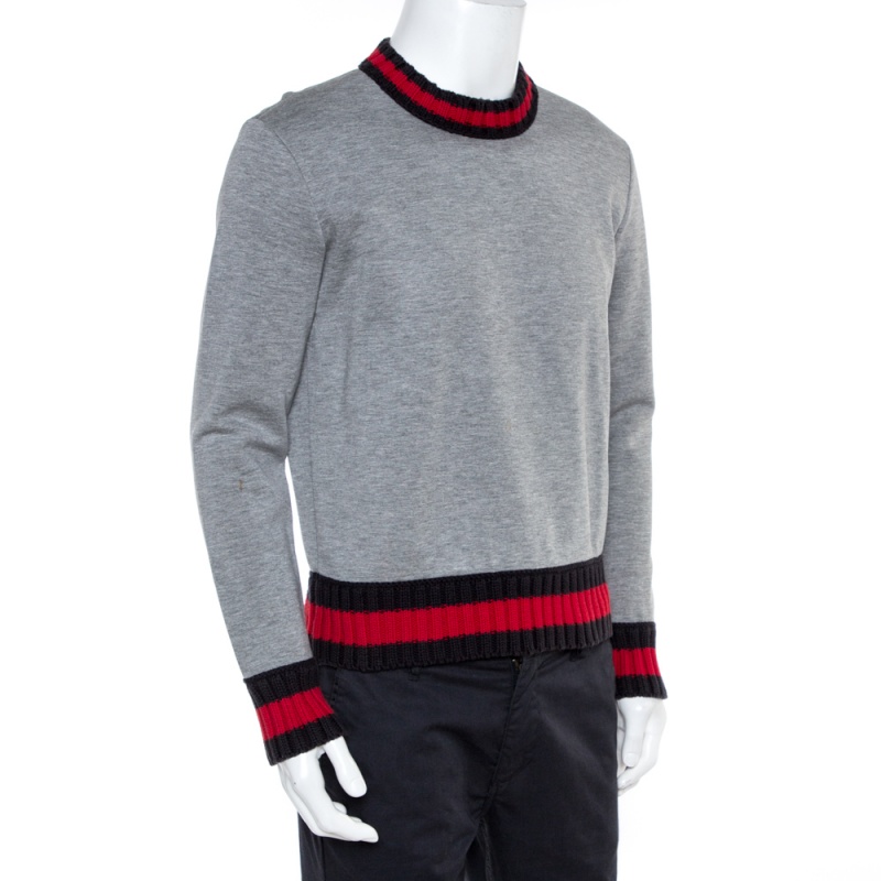 

Gucci Grey Neoprene Contrast Trim Detail Sweatshirt