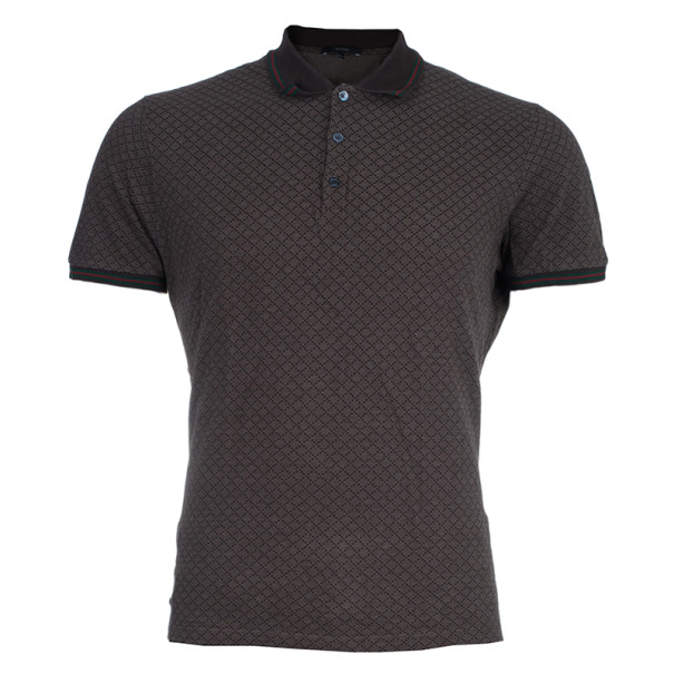 مملوكة مسبقًا Gucci Men's Brown Cotton Pique Polo Shirt XL