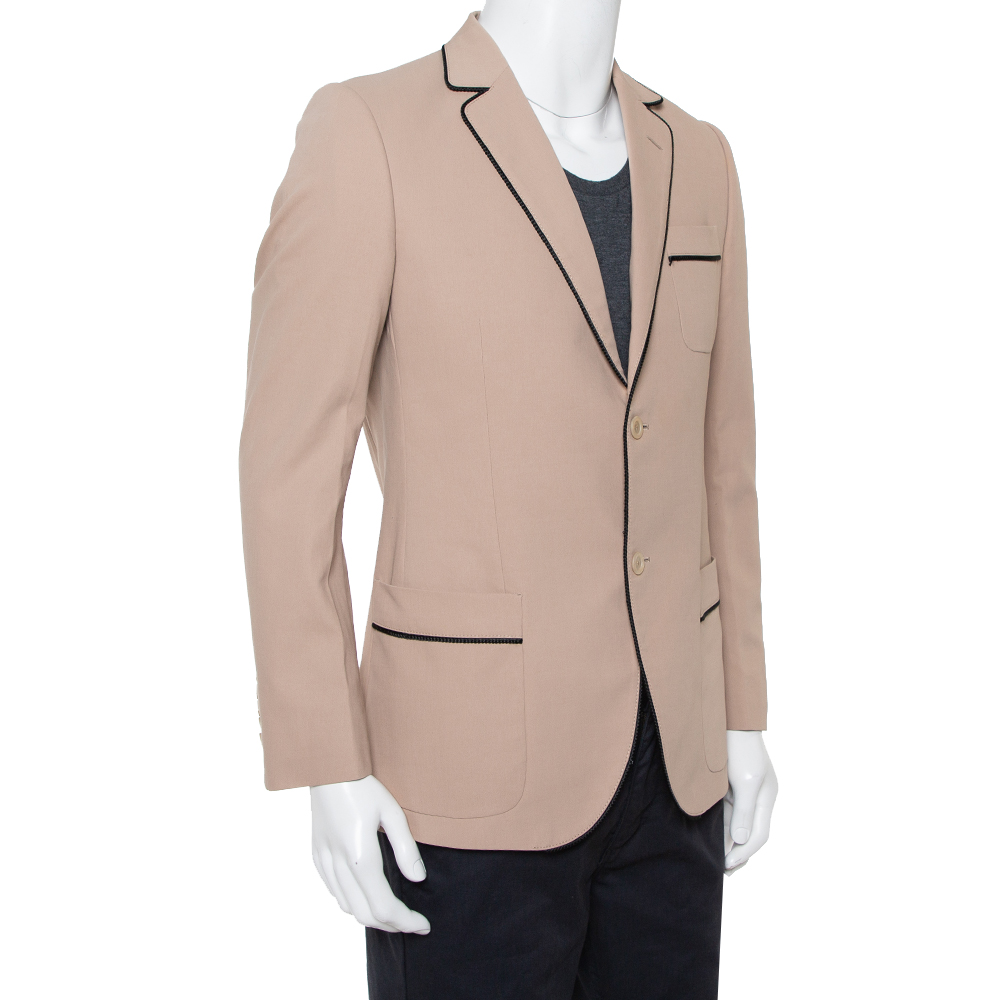 

Gucci Salmon Pink Cotton Contrast Trim Detail Button Front Jacket