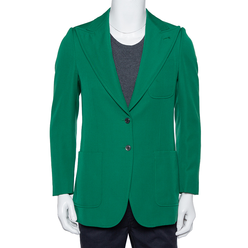 Pre-owned Gucci Green Wool Button Front Blazer Xs
